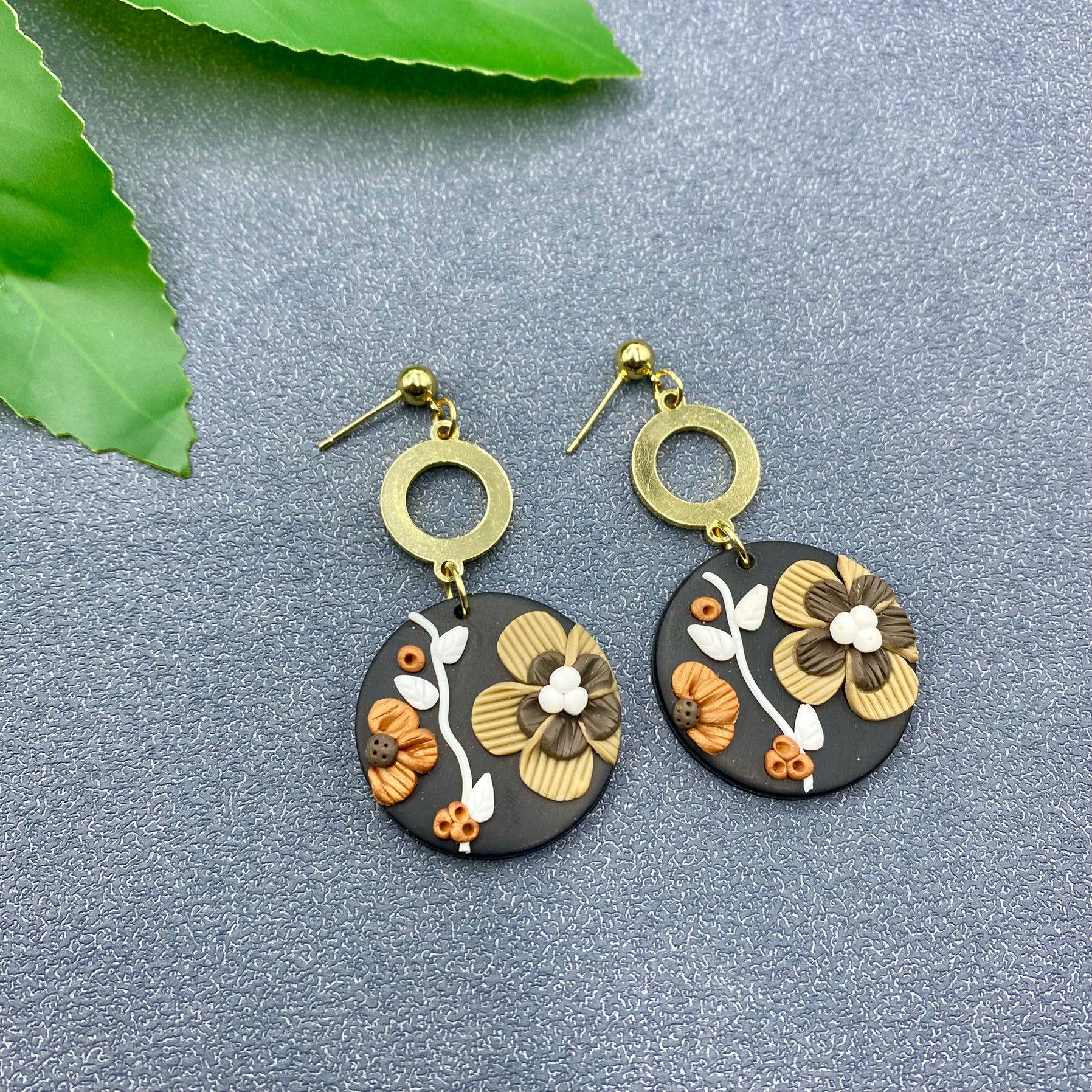 Mio Queena - Wholesale Dangle Earrings - Flower Style Geometric Polymer Clay Earrings2
