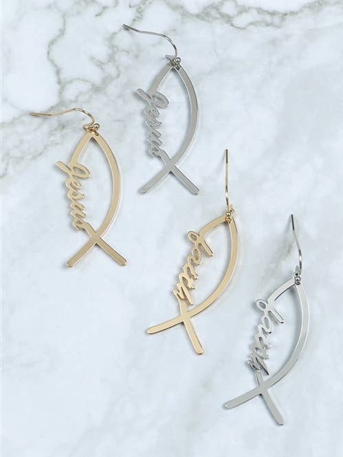 Faith Fish Hook Earrings for wholesale by MYS Wholesale Inc