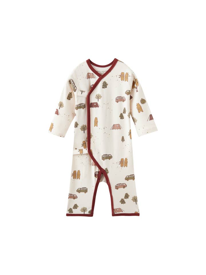 Baby Organic Kimono Romper-Camping for wholesale by Norsu Organic