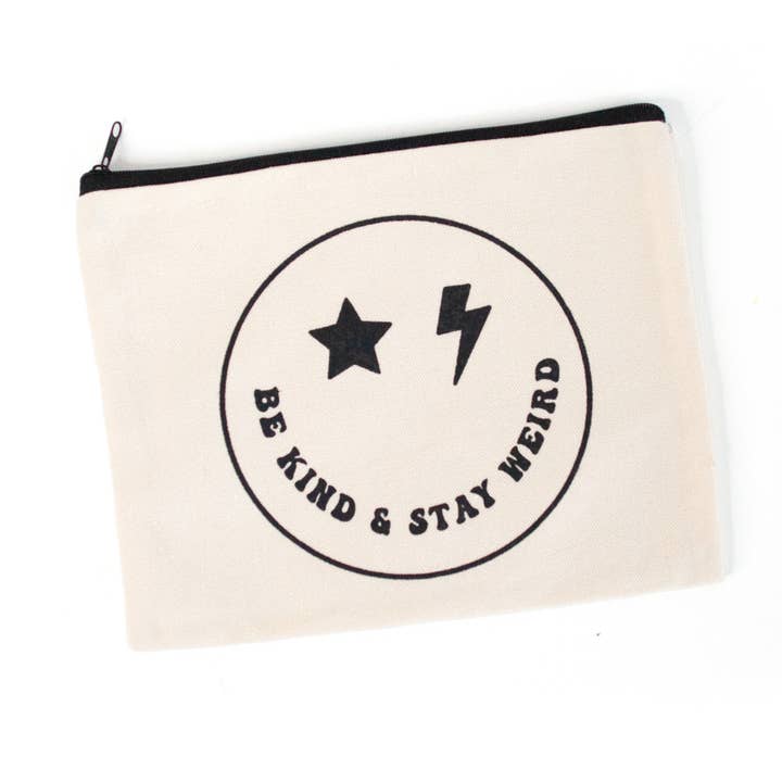 Be Kind and Stay Weird Reisetasche mit Reißverschluss, Smiley Face für den Großhandel von Electric Little Things