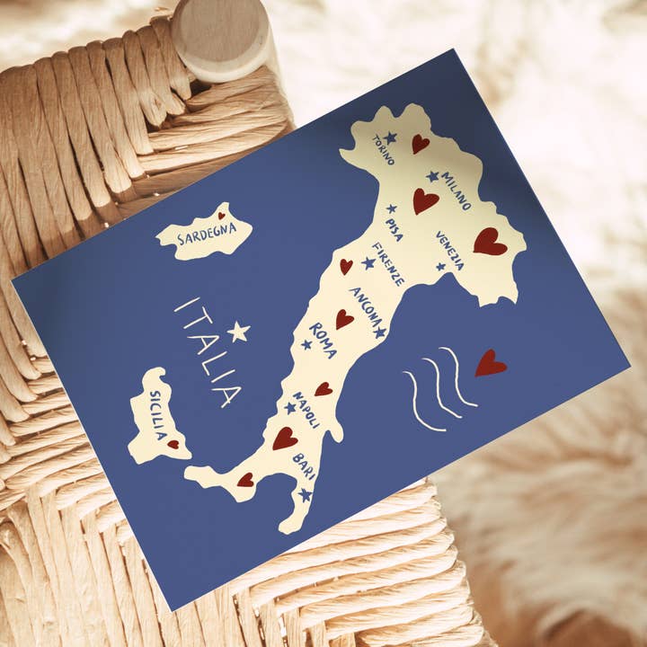 Studio Dolci - Wholesale Postcard - POSTCARD ITALY MAP3