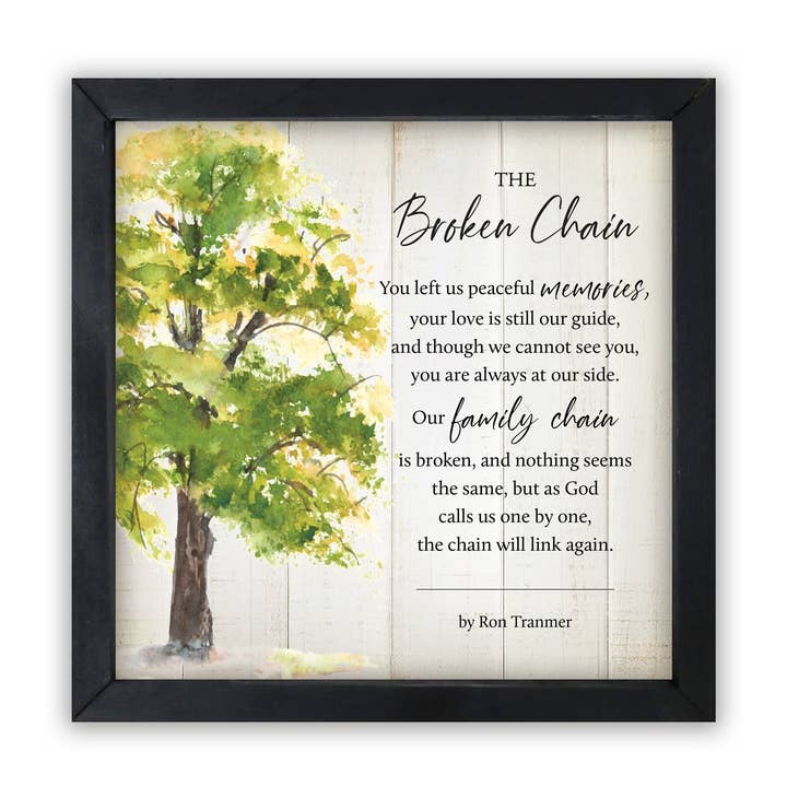 Condolence Tree Memorial Framed Wood Decor: The Broken Chain for wholesale by LifeSong Milestones