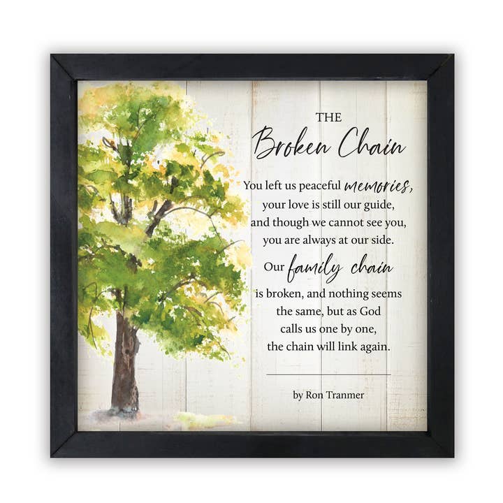 Condolence Tree Memorial Framed Wood Decor: The Broken Chain for wholesale by LifeSong Milestones