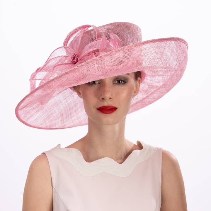 KaKyCo - Wholesale Fascinator Hat - Women's - 113038 | Side Sweep Sinamay Flower Feather Bow Sinamay Hats