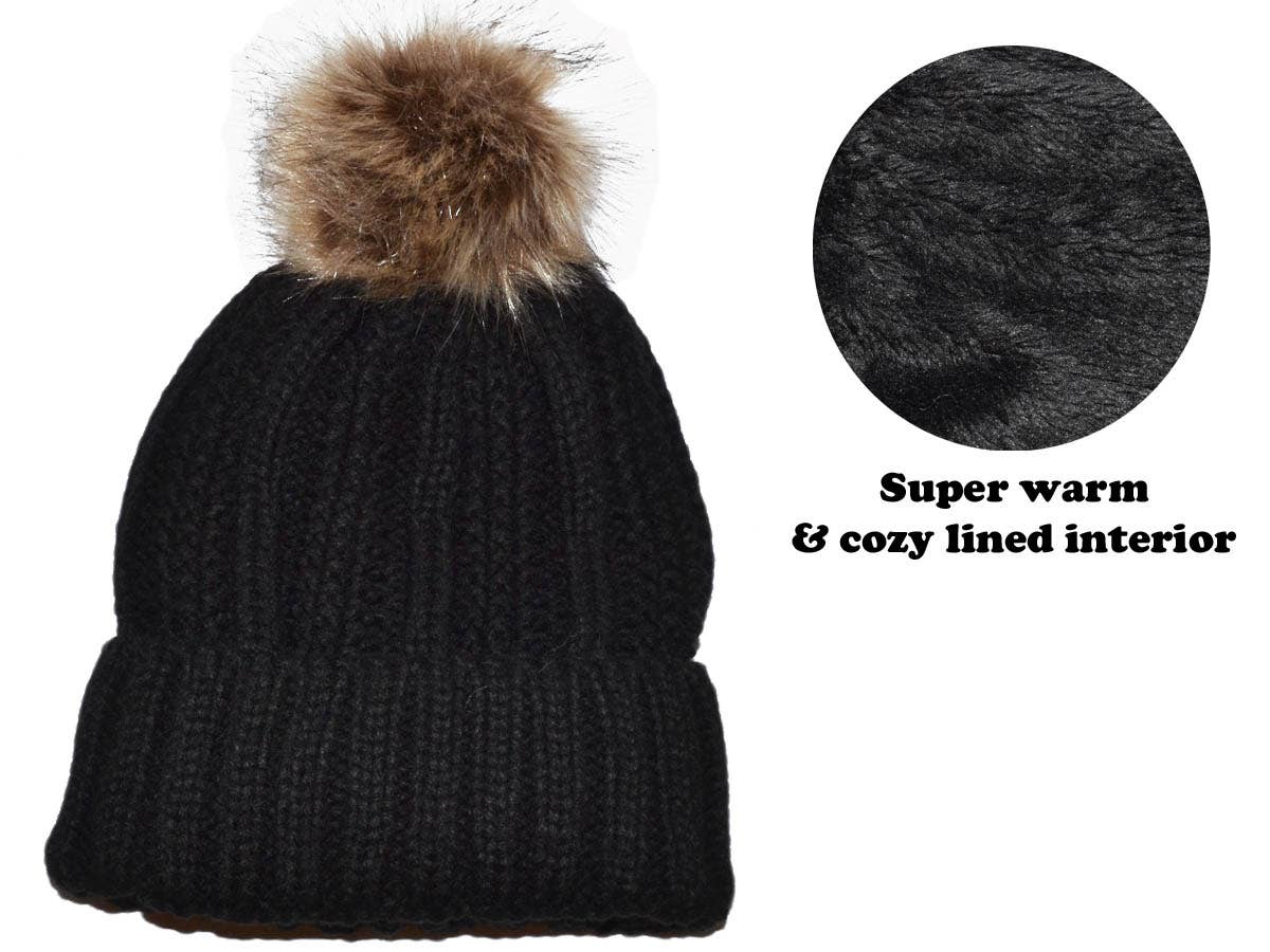 Buck Wholesale - Wholesale Beanie - Women's - Winter Beanie with Removable Raccoon Fur Pom-Pom14