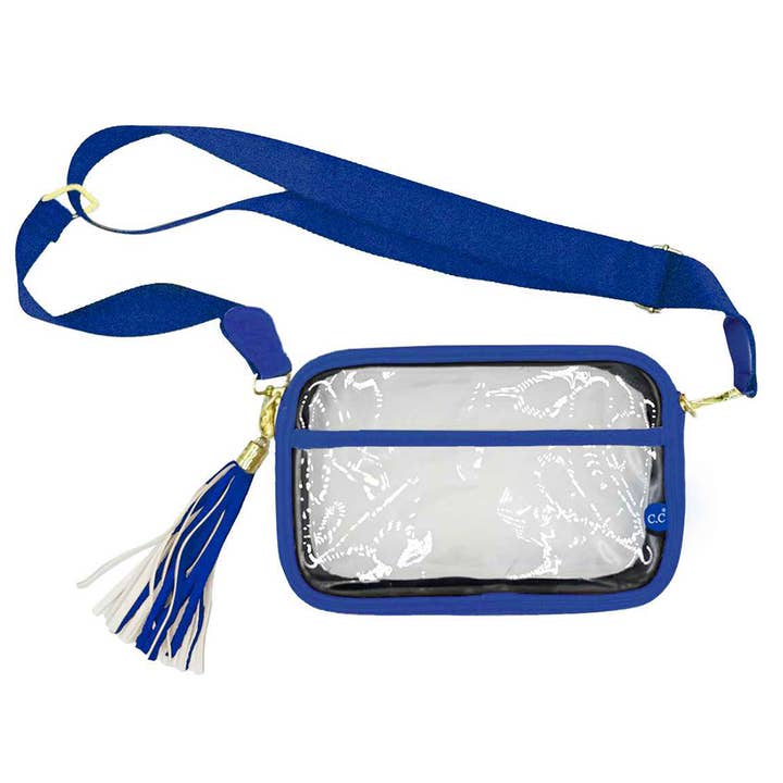 Fashion City - Wholesale Crossbody Bag - Women's - Colored Outline Clear Bag with Faux Leather Tassel13