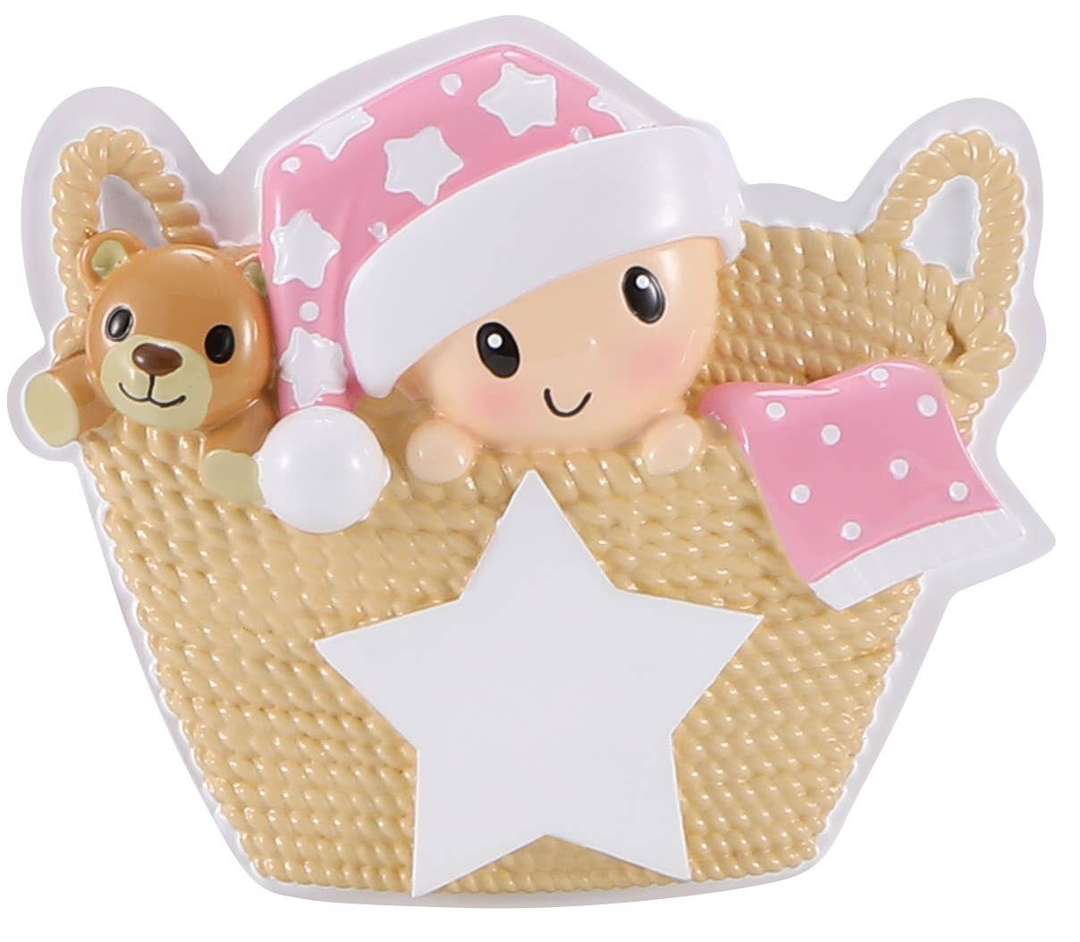 PolarX Ornaments - Vente Objets de décoration - Ornement personnalisé « Bébé dans un panier »2