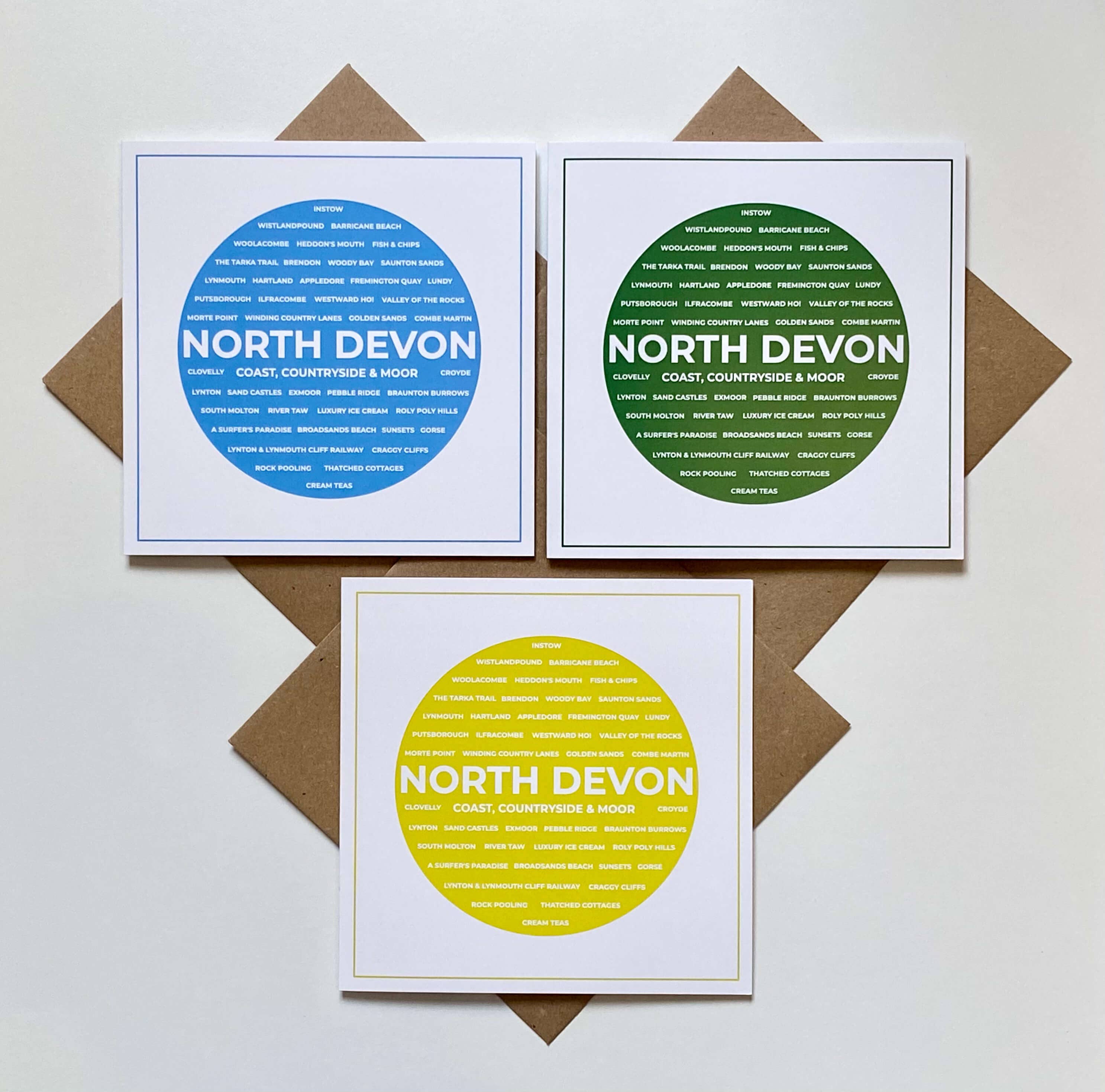 Latitude 50 Living – wholesale Everyday greeting card – North Devon Typography Card - 'Coast, Countryside & Moor'3