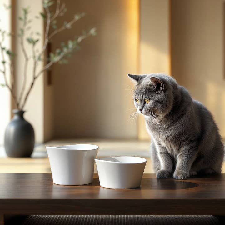 8 oz White Cat Water Dish - Durable, Dishwasher-Safe for wholesale by CATnK Studio, LLC