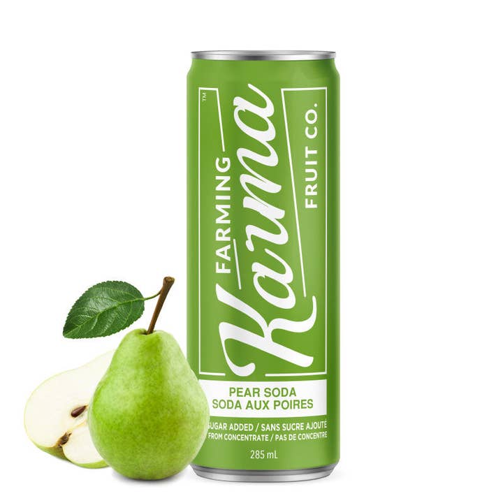 Pear Soda (4 pack) for wholesale by Farming Karma Fruit Co. Ltd