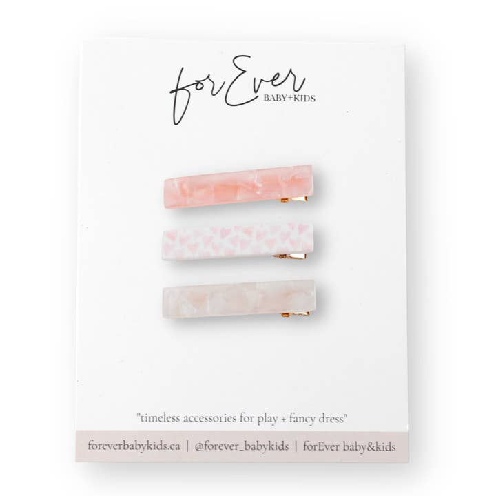 Pink Hearts Trio Clip Set por atacado de forEver baby+kids