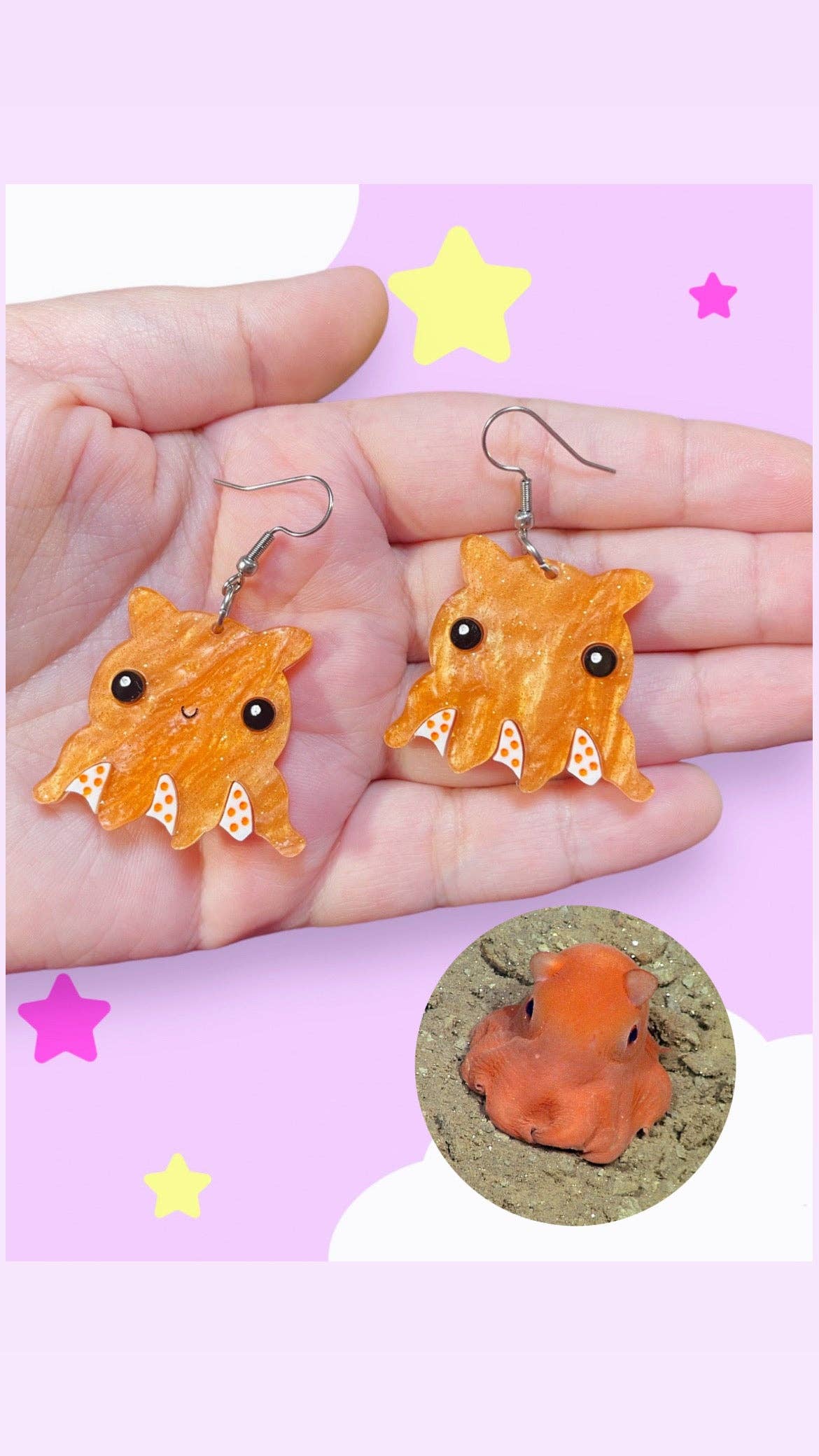 Smiley Moon Studio - Wholesale Dangle Earrings - Flapjack Octopus Earrings2