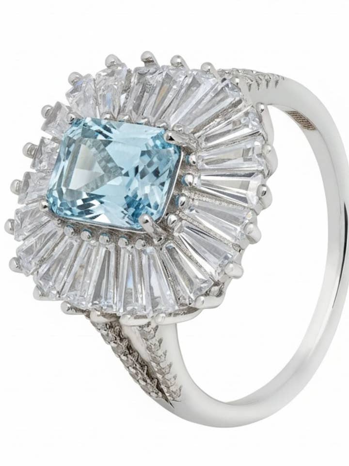 Gravin Cocktailring Blauwe Topaas Zilver voor wholesale door Latelita