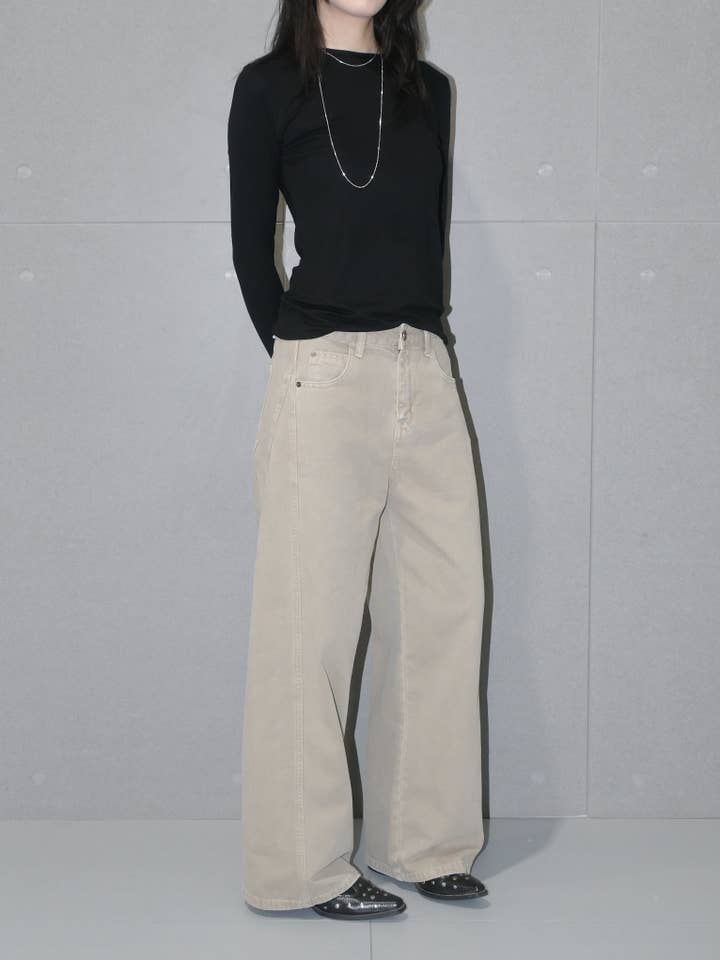 Vaqueros relajados de ajuste curvo para venta al por mayor de Blanc.Noize