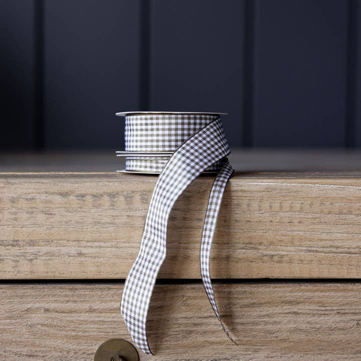 Gingham Olive Ribbon Holiday Decor for wholesale by Luxe B Co