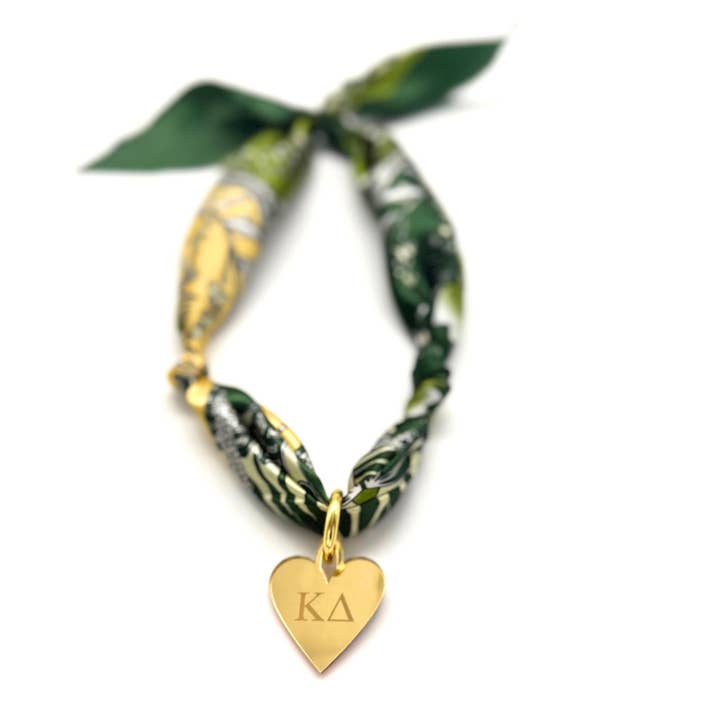 Sarahndipity Shop - Wholesale Scarf - Women's - Sorority Scarf with Engraved Greek Letter Gold Heart Charm6