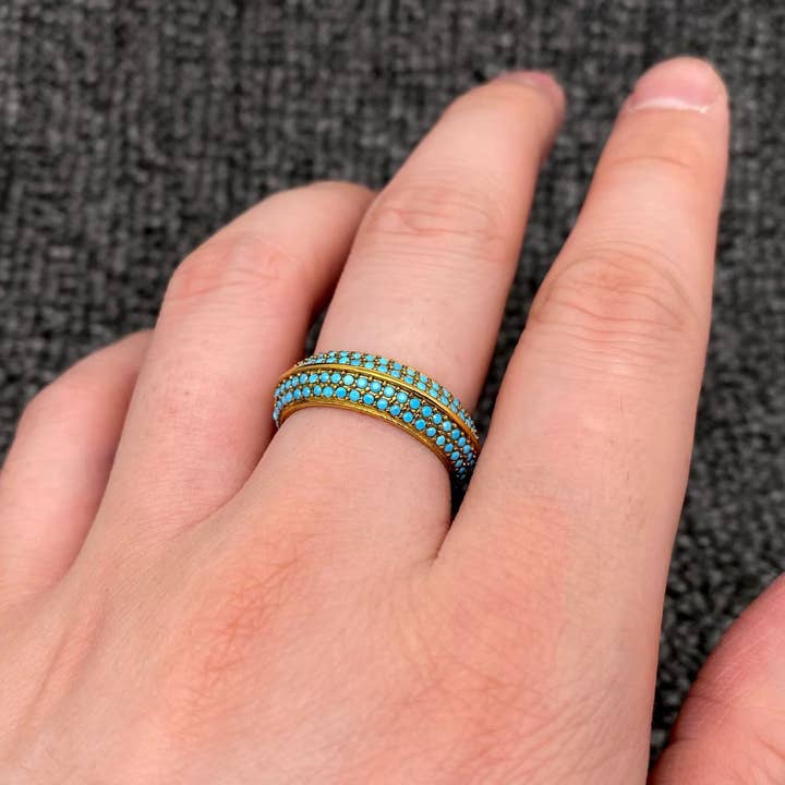 Mio Queena – wholesale Ring med flera stenar – Full Blue Zircon 18K Guldpläterad S.Stål Ring - FGS1