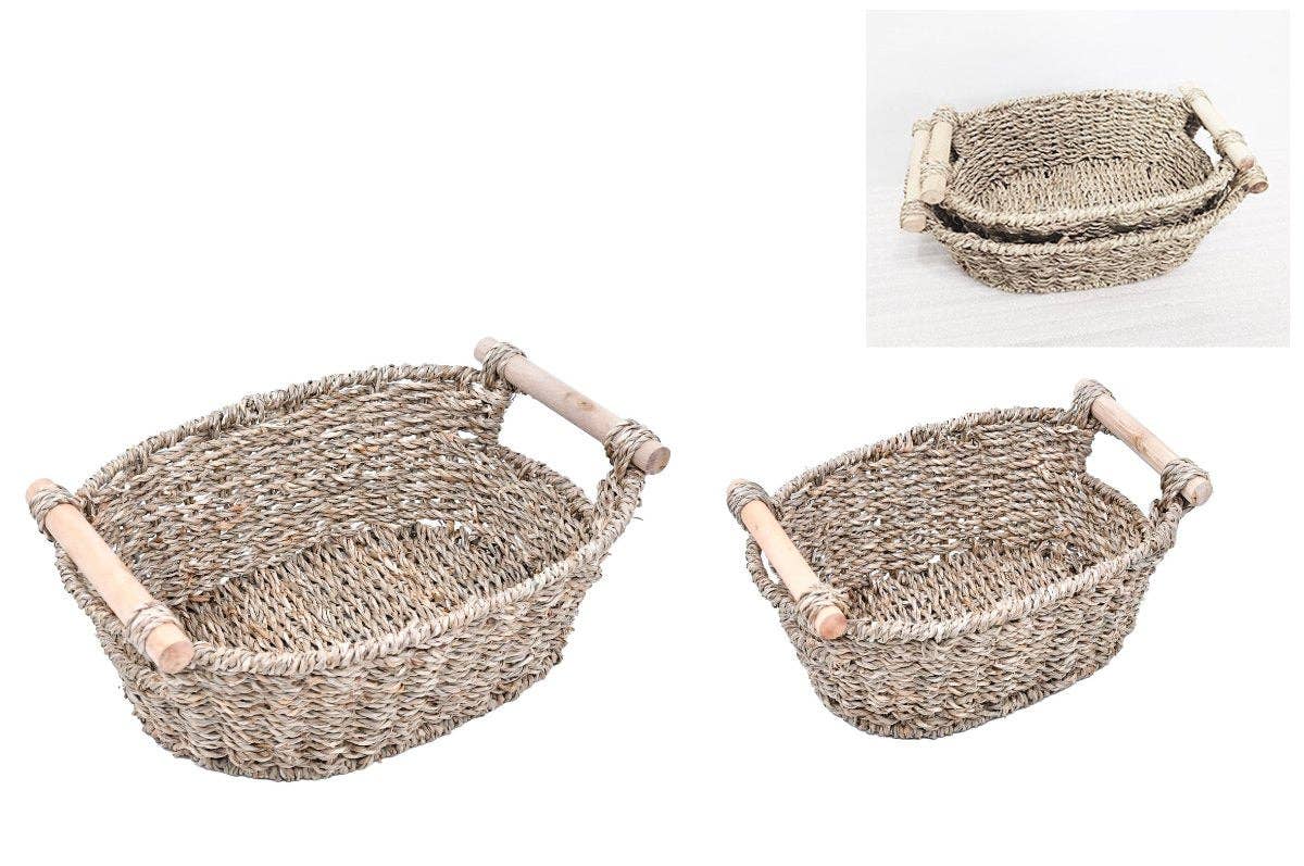 Collins Painting & Design - Wholesale Basket - WG-1018 - Wood Handle Seagrass Baskets, set of 21