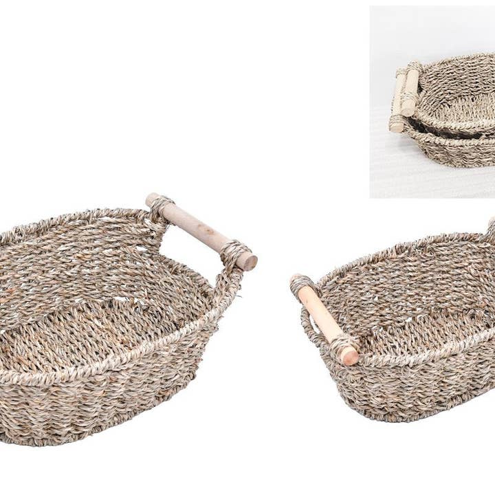 Collins Painting & Design - Wholesale Basket - WG-1018 - Wood Handle Seagrass Baskets, set of 21