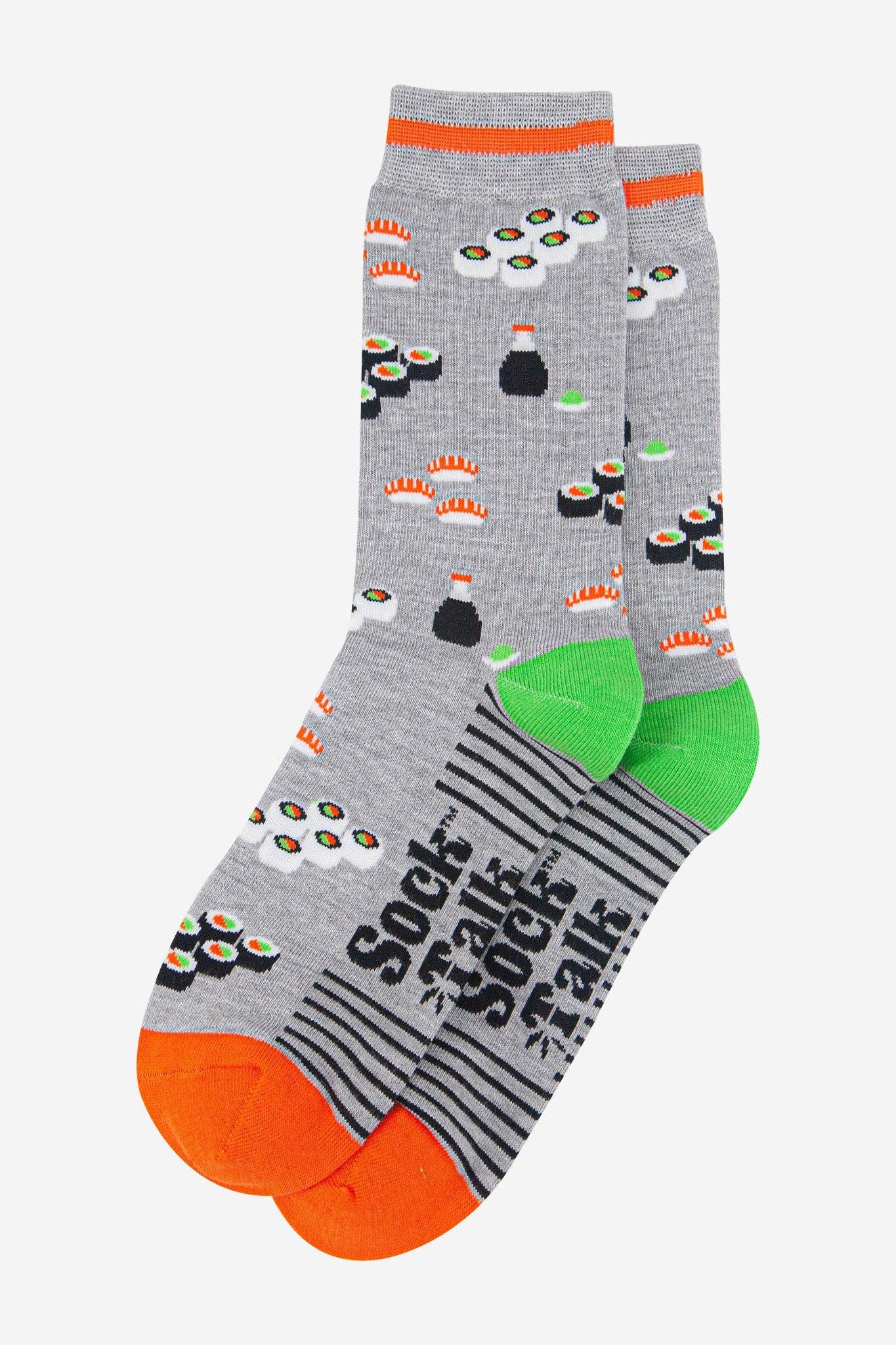 Sock Talk - Wholesale Socks - Men's - Men's Bamboo Socks - Light Grey/Orange, Sushi1