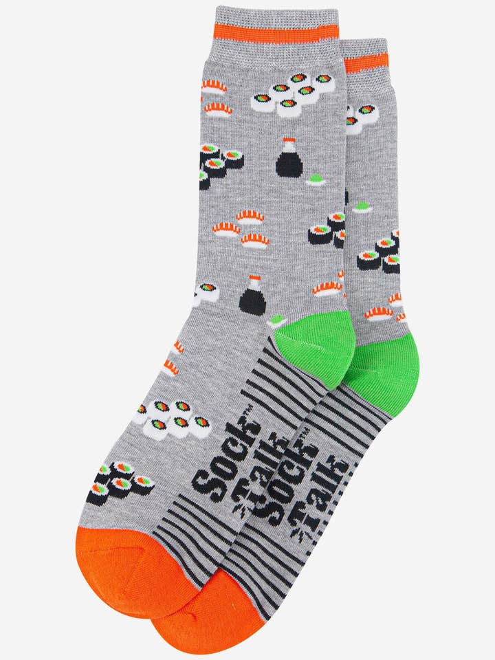 Sock Talk - Wholesale Socks - Men's - Men's Bamboo Socks - Light Grey/Orange, Sushi1