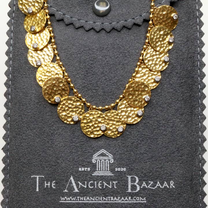 Item # RS-84045 - Gold Plated Hammered Disc Necklace for wholesale by The Ancient Bazaar Jewelry & Accessories