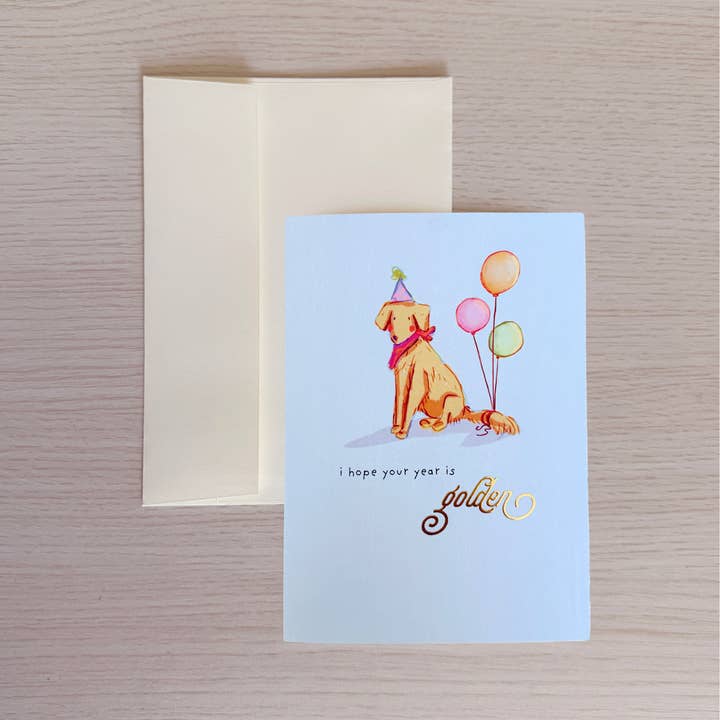 Jess Harris Art - Wholesale Birthday Card - Golden Retriever Birthday Card