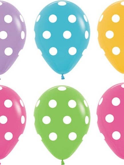 * PACK OF 10 MULTICOLOR POLKA DOT LATEX BALLOONS for wholesale by Mis Globos