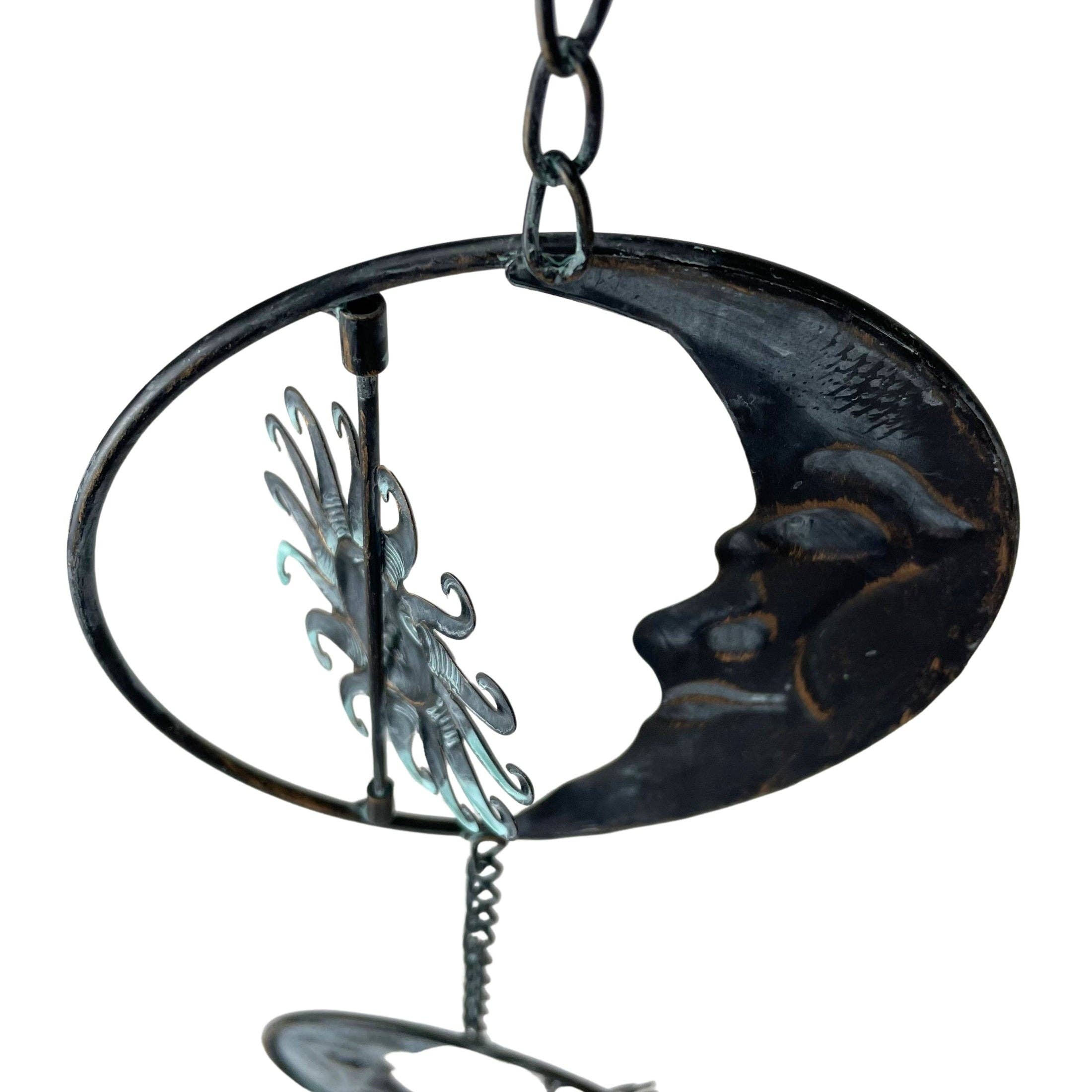 Zeckos - Wholesale Outdoor Ornament/Decor - 80-Inch Metal Rain Chain with Celestial Crescent Moon & Sun15