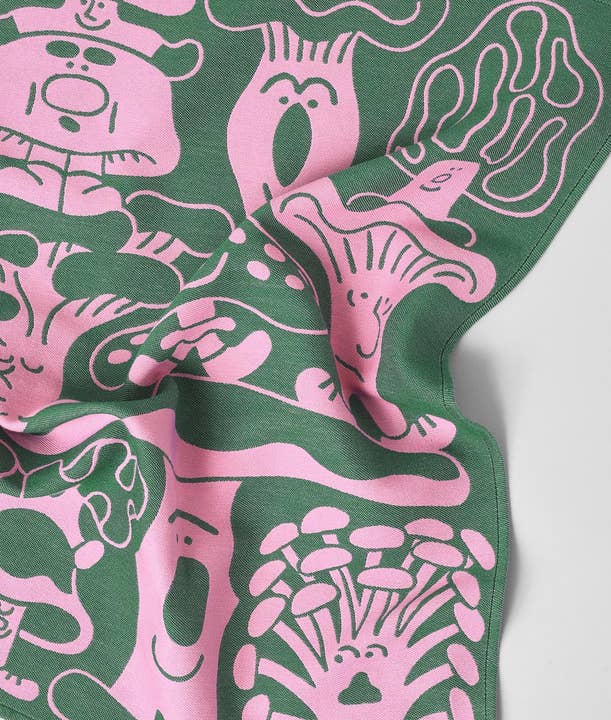 Wrap - Wholesale Tea Towel - Mushrooms Woven Cotton Tea Towel