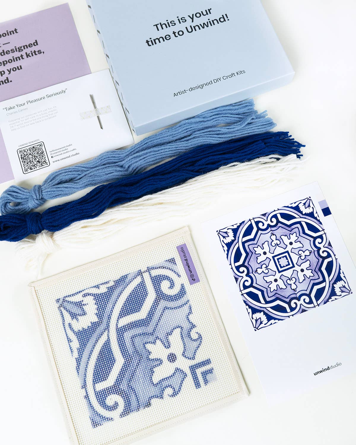 Unwind Studio - Wholesale DIY Craft Kit - Portuguese Tile Needlepoint Kit: Fontainhas3