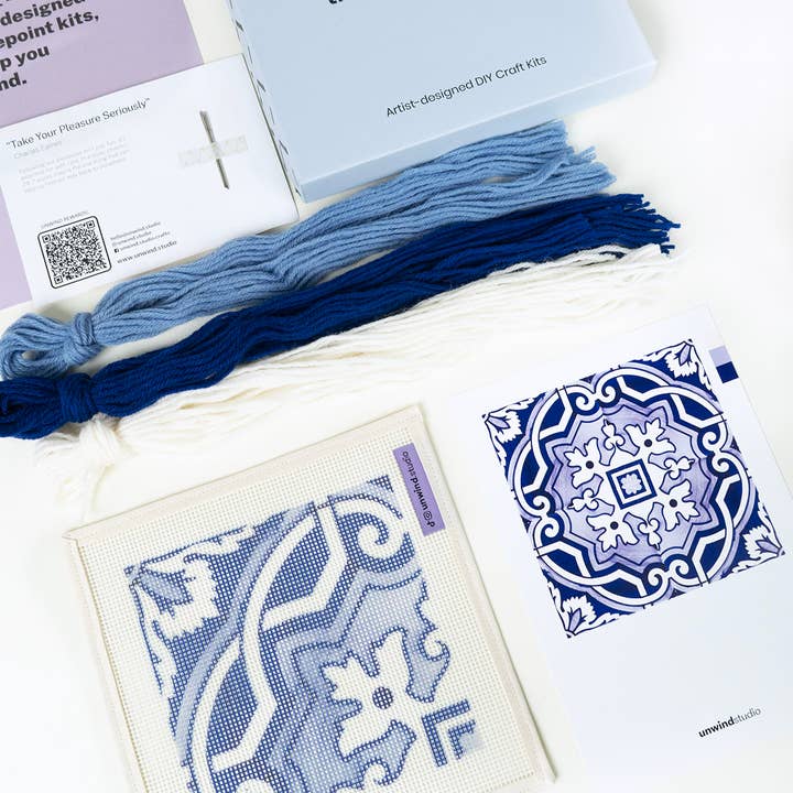 Unwind Studio - Wholesale DIY Craft Kit - Portuguese Tile Needlepoint Kit: Fontainhas3