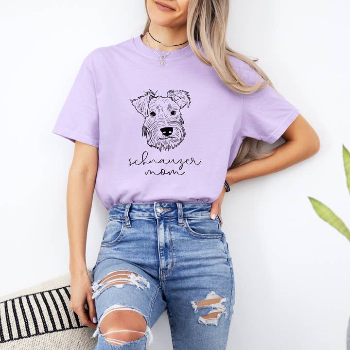 Verita Culture - Wholesale Screen Printed T-Shirt - Women's - Schnauzer Dog Mom Comfort Colors T Shirt