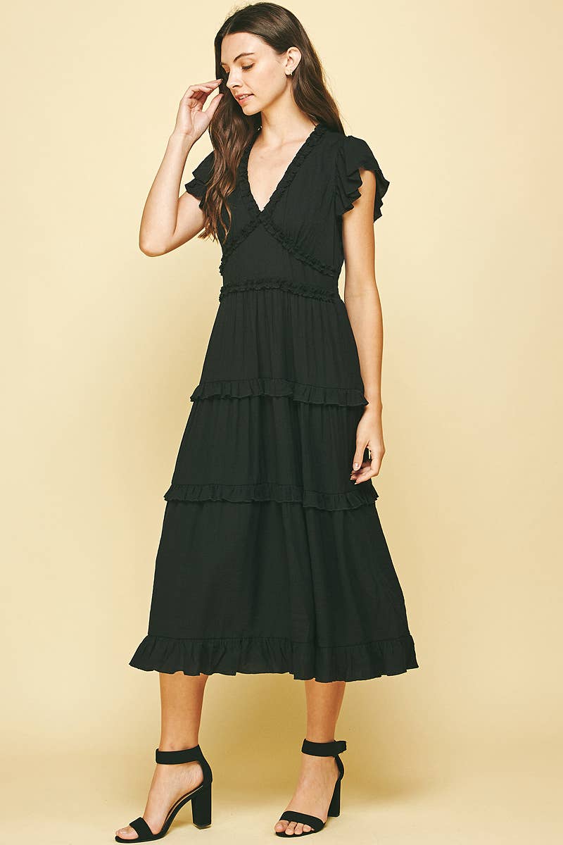 PINCH - Wholesale Dress - Women's - RUFFLED TEA LENGTH DRESS - 3597D10