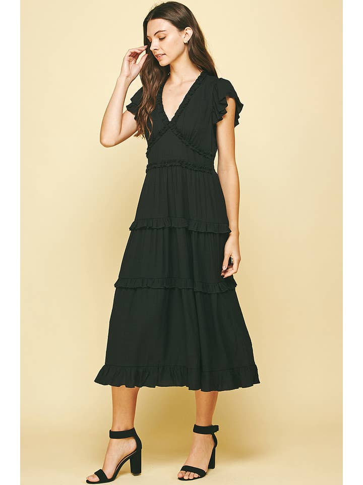 PINCH - Wholesale Dress - Women's - RUFFLED TEA LENGTH DRESS - 3597D10