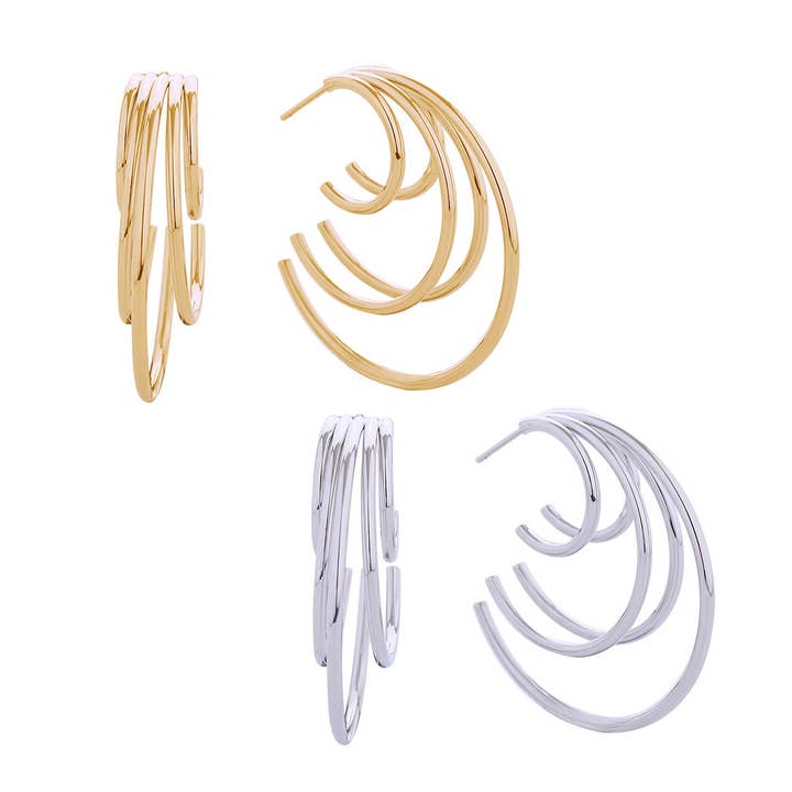 14k Gold Dipped Harmony of 5 Post Earrings for wholesale by Fashion City