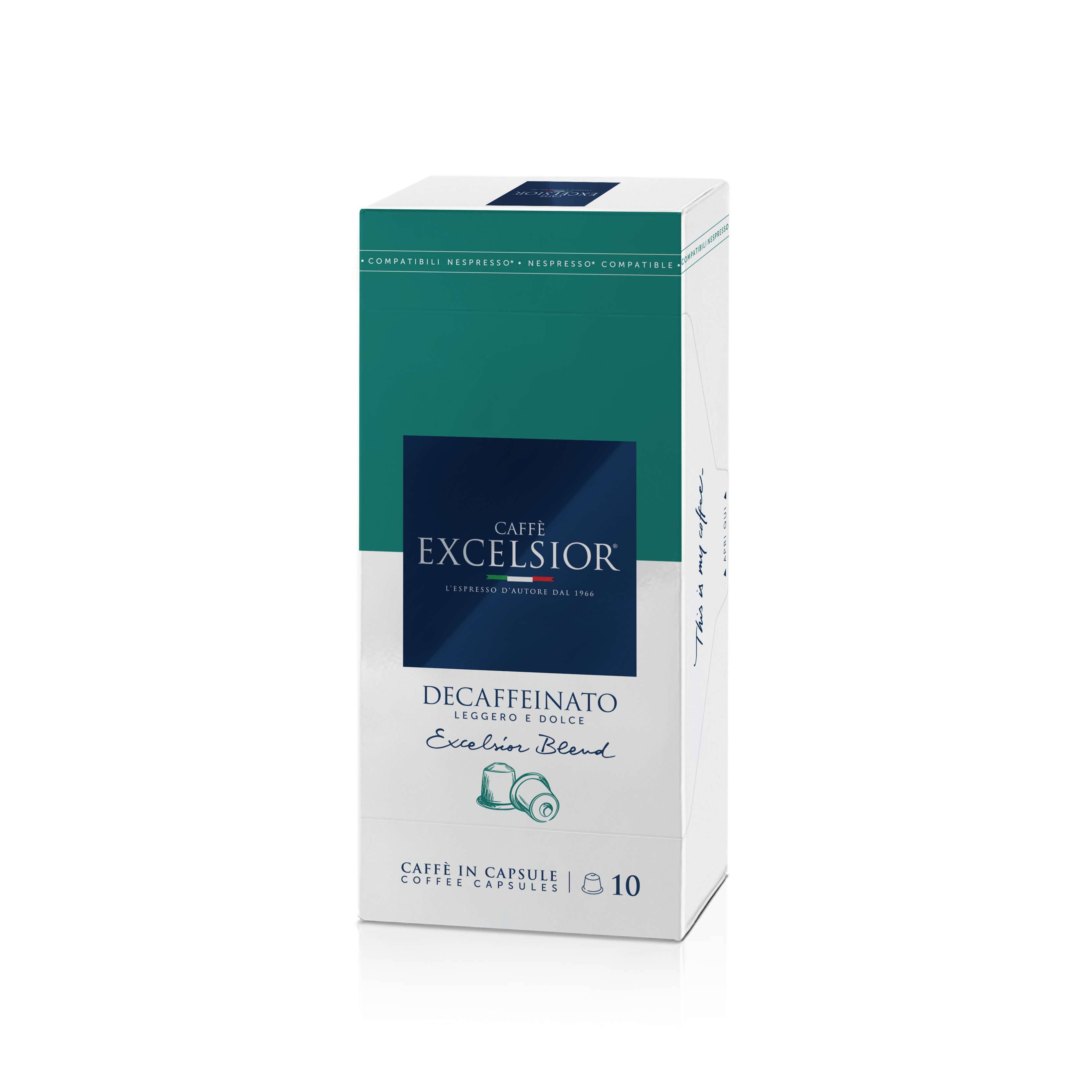 Caffè Excelsior - Wholesale Instant Coffee/Espresso - 10 Coffee Capsules Decaffeinated