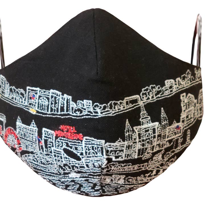 Beyond Cushions Corporation – Engroshandel Mundbind – New Orleans Broderet Skyline ansigtsmaske1
