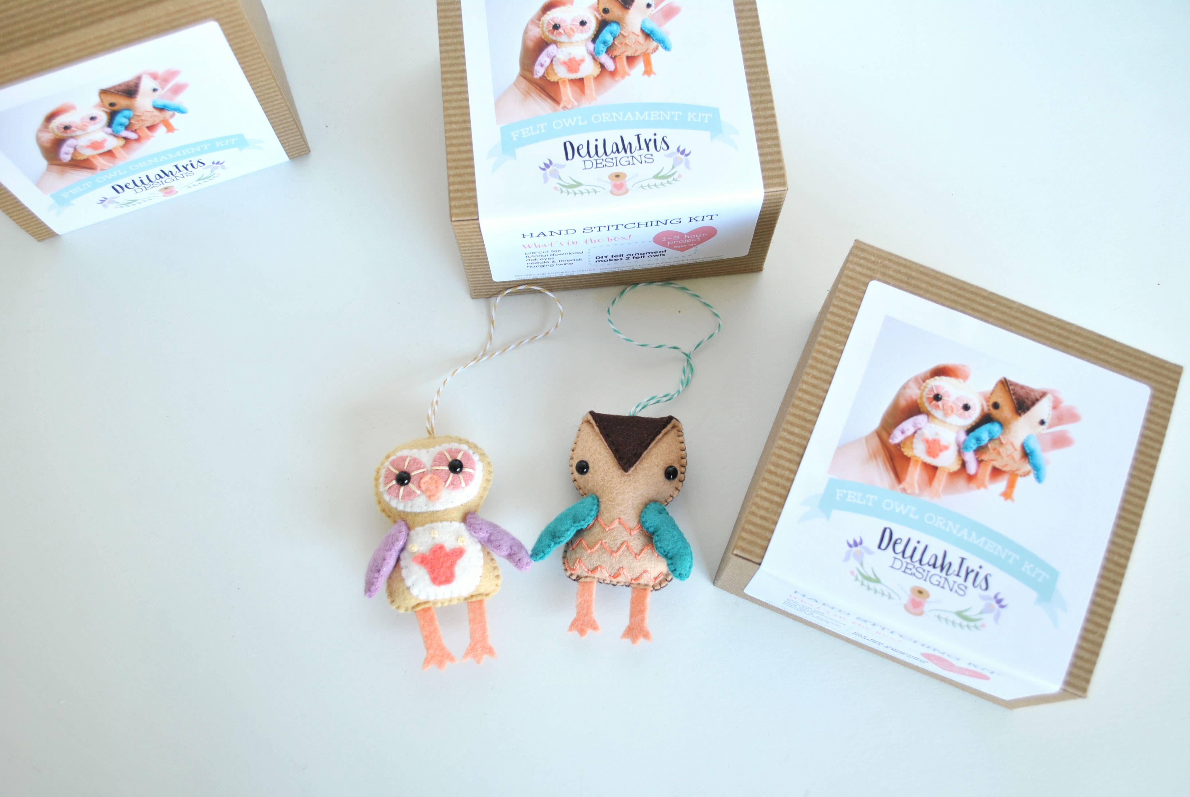 DelilahIris Designs - Wholesale DIY Craft Kit - DIY Craft Kit - Owl Felt Ornament Craft Sewing Kit Cute Gift
