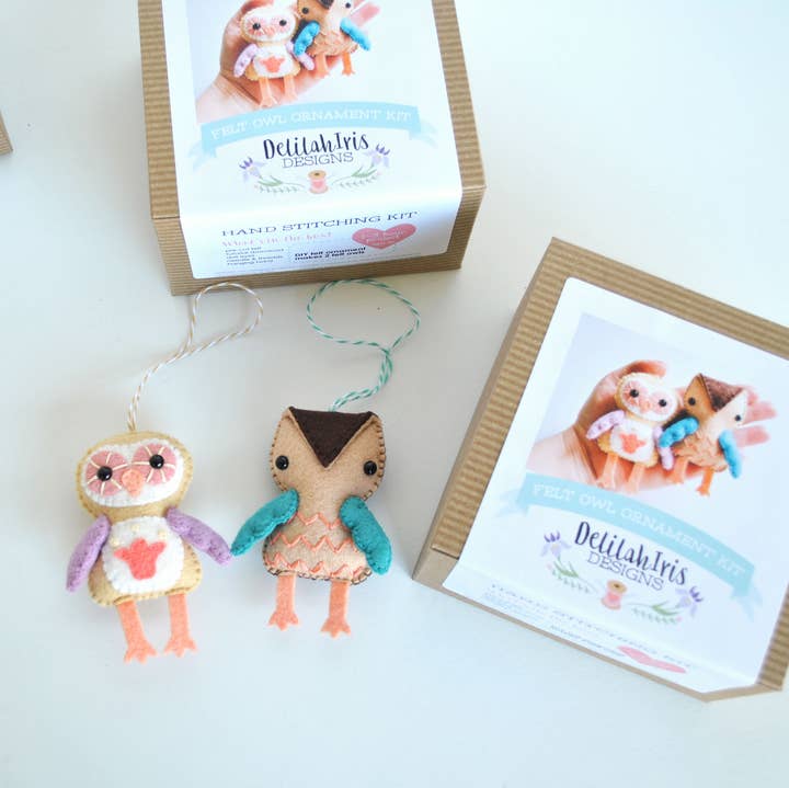 DelilahIris Designs - Wholesale DIY Craft Kit - DIY Craft Kit - Owl Felt Ornament Craft Sewing Kit Cute Gift0