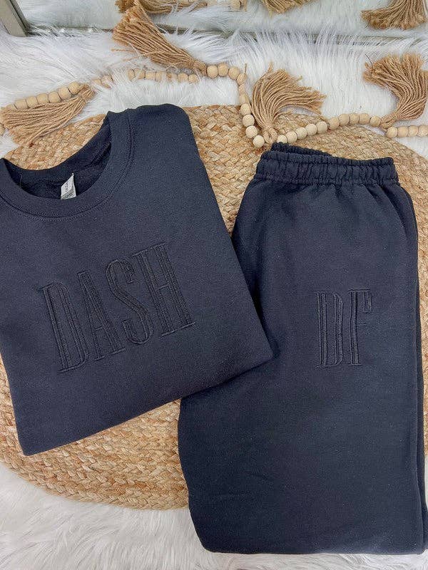 BLACK Custom Tonal Embroidered Sweatshirt for wholesale on Faire