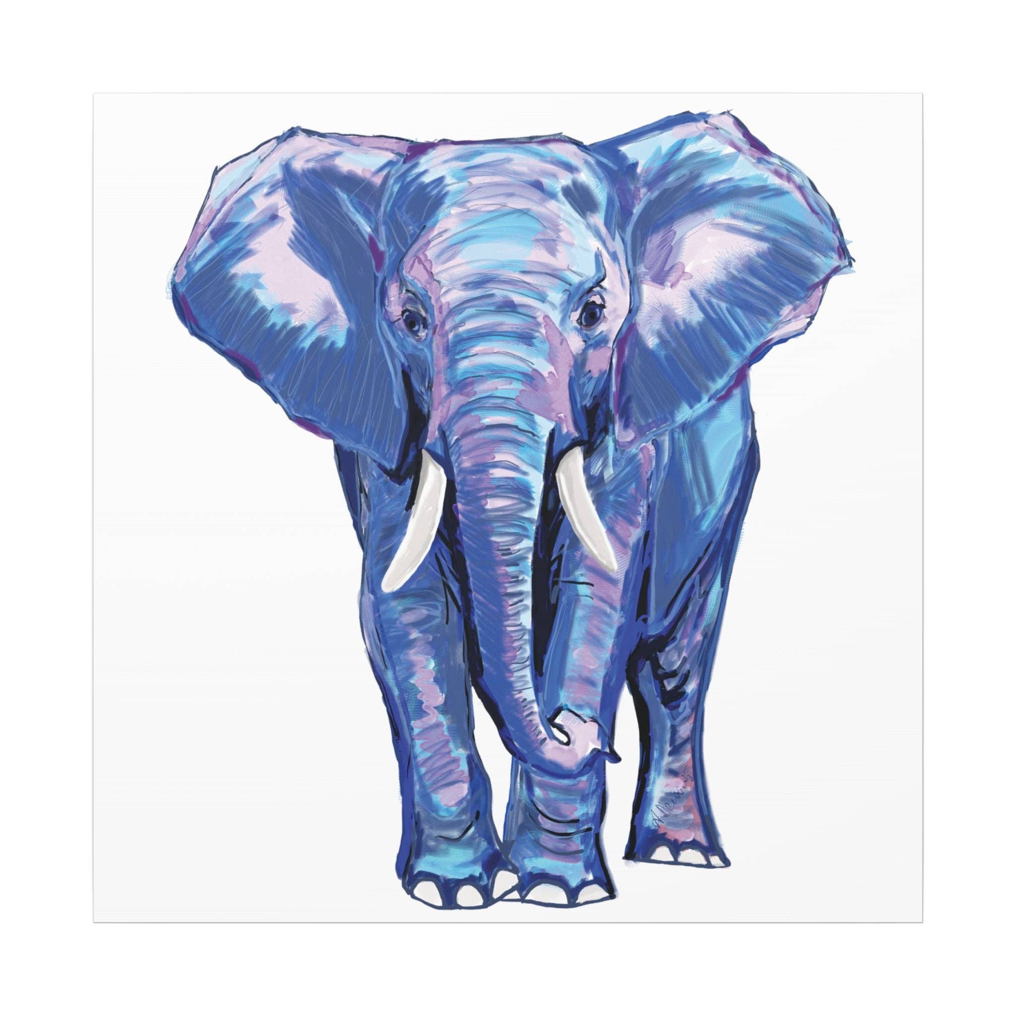 Blue Cava - Wholesale Art Print - Blue and Pink Elephant Canvas Art - Colorful Elephant Wall Décor10