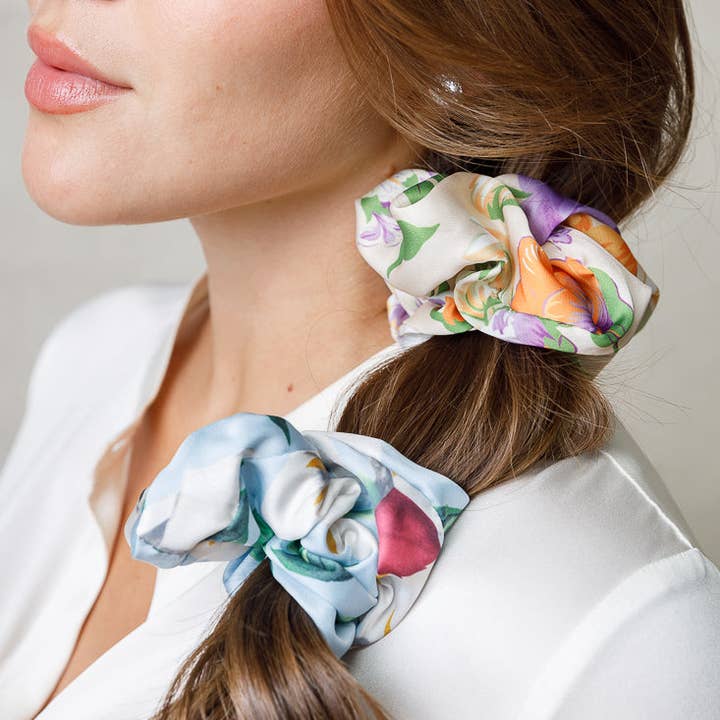 limlim – Engroshandel Scrunchie – Kvinder – PASTEL SATIN FLORAL SCRUNCHIES