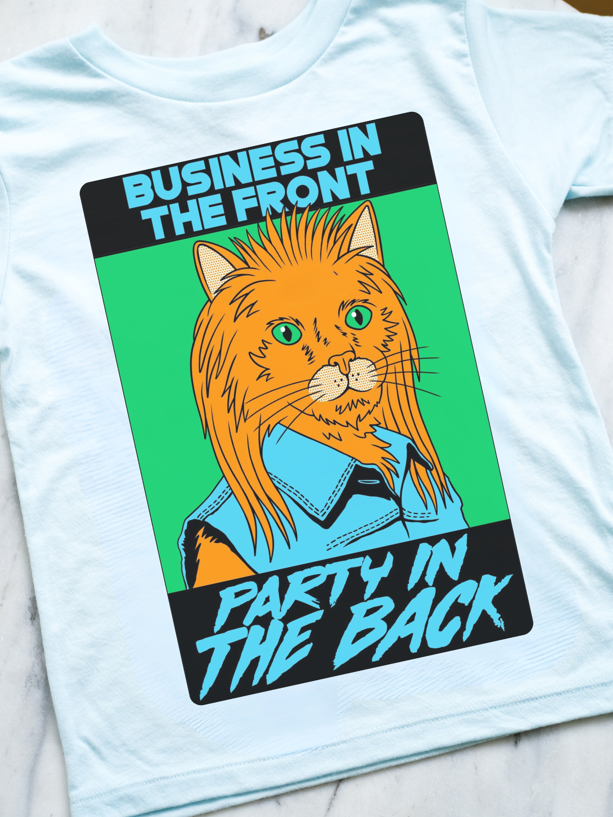 cool blue The Mullet Tee | Kids Graphic Tee for wholesale on Faire0