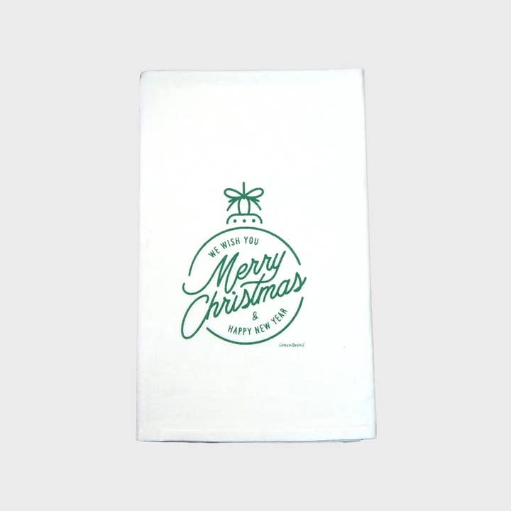 Green Bee Tea Towels - Wholesale Tea Towel - Merry Christmas Wish Towel | Tea Towels | Festive Dish Towel1