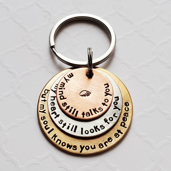 Layered memorial keychain for wholesale by Resistance Jewelry