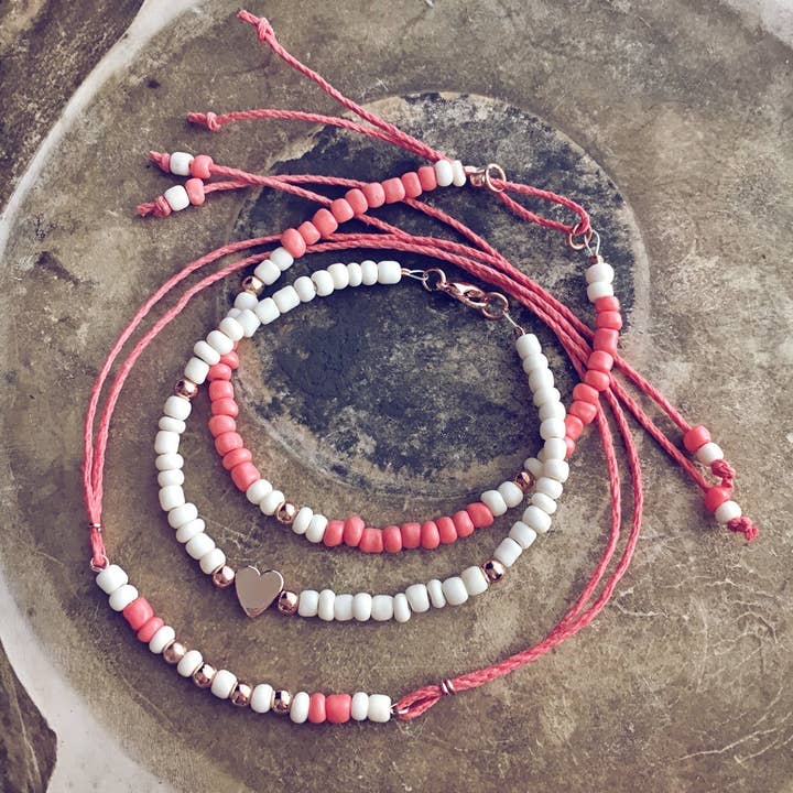 coral reef // beachy bracelet style pack for wholesale by Peacock & Lime