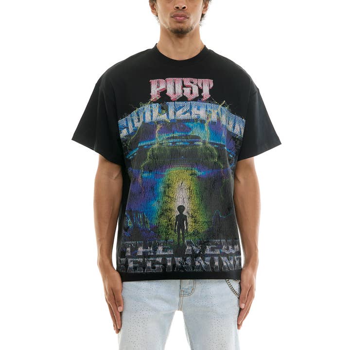 POST CIVILIZATION RHINESTONE T-SHIRT voor wholesale door KDNK