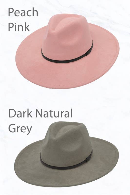 Suzie Q USA - Wholesale Fedora - Women's - Suede Large Eaves Peach Top Fedora, Leather Belt9