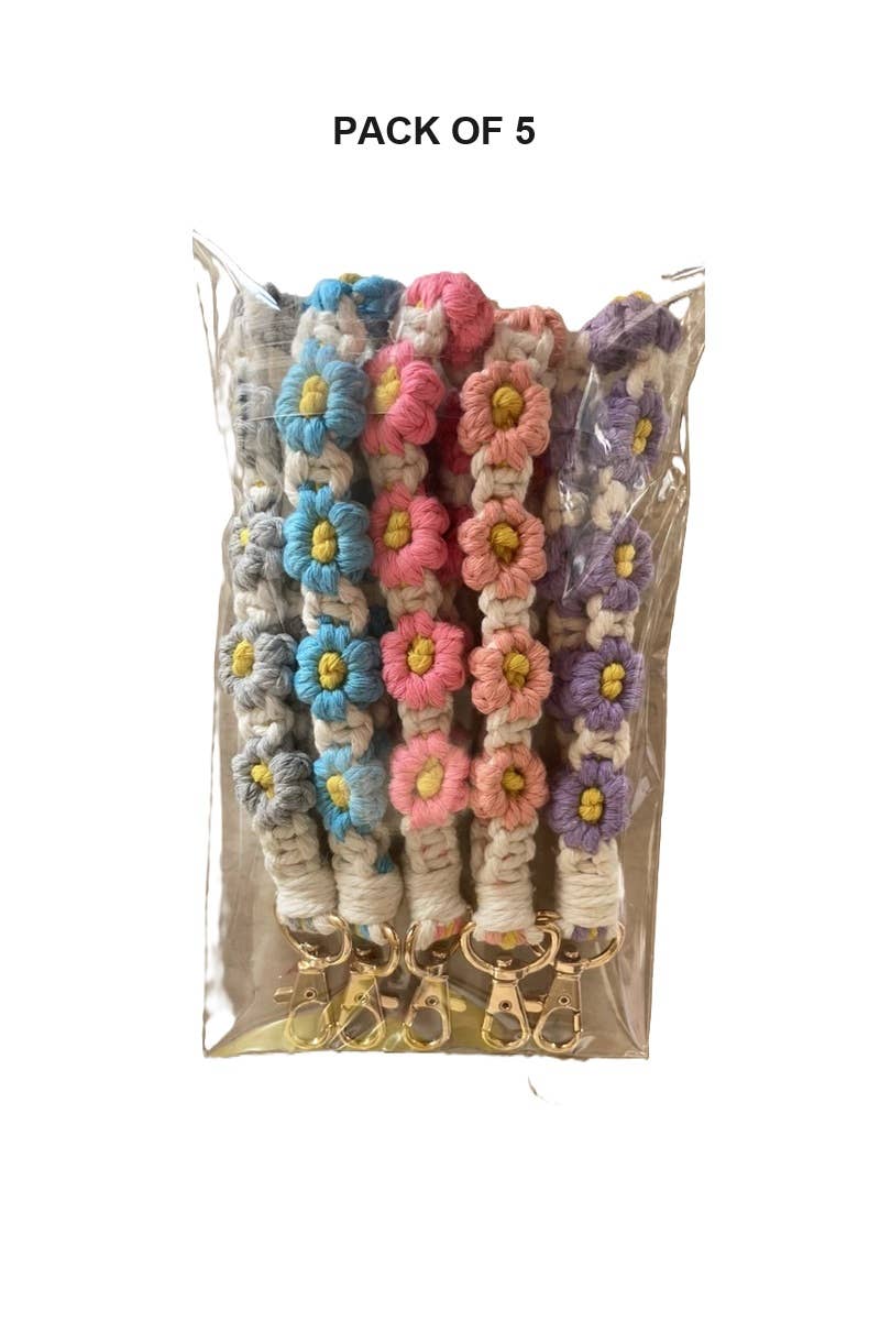 ASSORTED  ,..0626 Tik Tok Daisy Flower Wristlet Keychain, Pack Of 5 SI-26542 for wholesale on Faire18